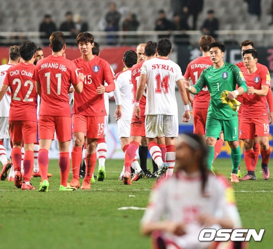 시리아에 1-0 승리를 거둔 대표팀 