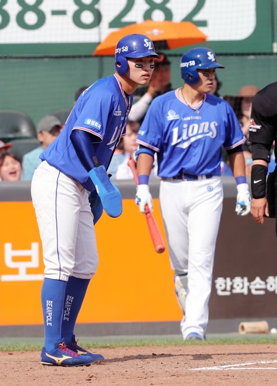 3안타 경기를 만들어낸 박해민. /사진=삼성 라이온즈 제공<br /><br />
<br /><br />
