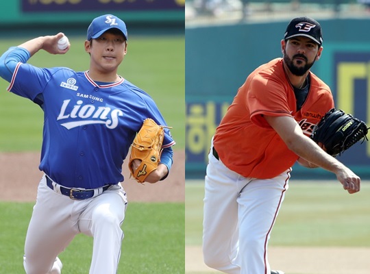 KBO 리그 사상 처음으로 한 경기에서 동시에 퇴장된 윤성환과 비야누에바. /사진=삼성,한화 제공<br /><br />
<br /><br />
