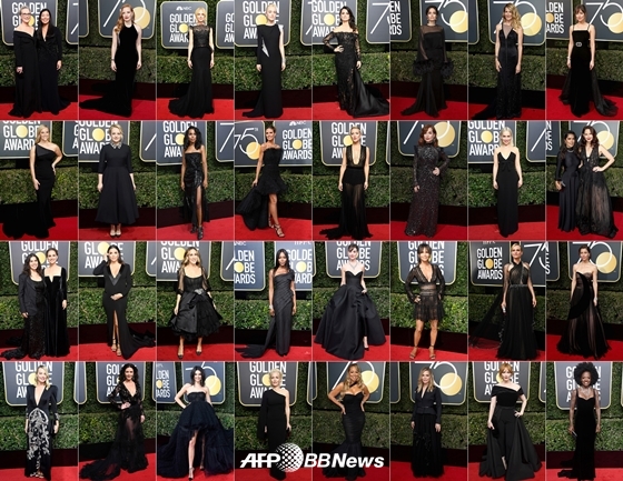 제 75회 골든글로브 시상식에 검정 드레스 차림으로 참석한 여성 스타들 /AFPBBNews=뉴스1