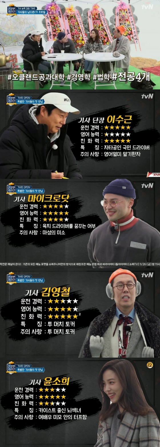 /사진=tvN 예능프로그램 \'친절한 기사단\' 방송화면 캡처