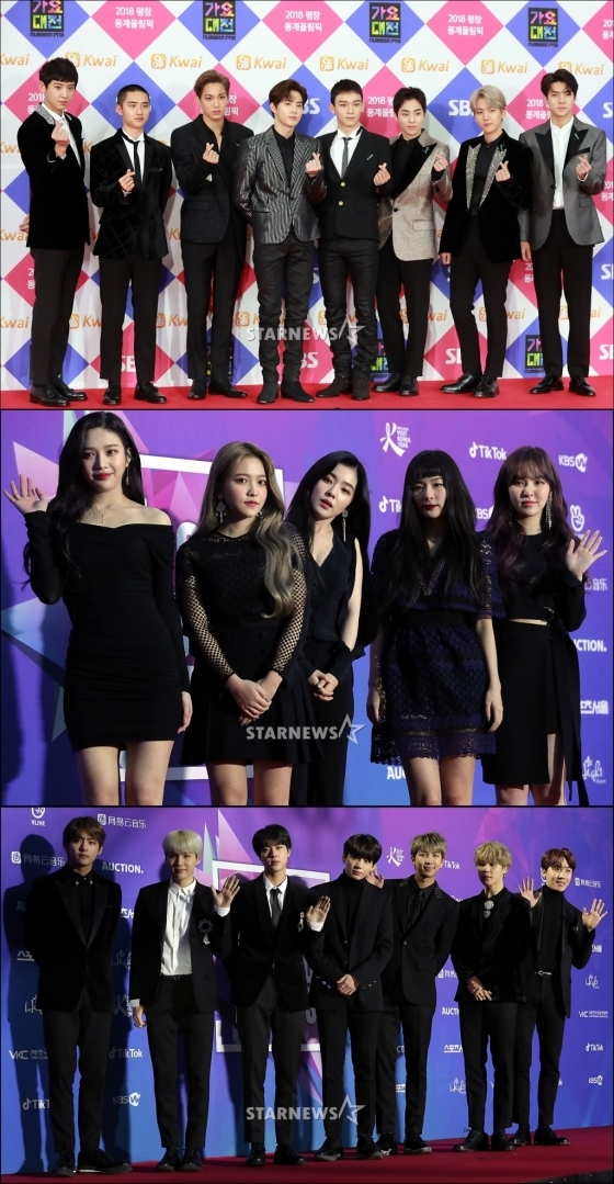 엑소,레드벨벳,방탄소년단(위부터)/사진=스타뉴스