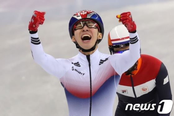 2018 평창 동계올림픽 한국 선수단의 첫 번째 금메달을 따낸 쇼트트랙 임효준. /사진=뉴스1