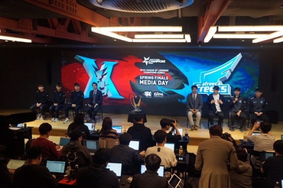2018 LCK 스프링 결승전 미디어데이 현장사진. /사진=라이엇 게임즈 제공<br /><br />
<br /><br />
