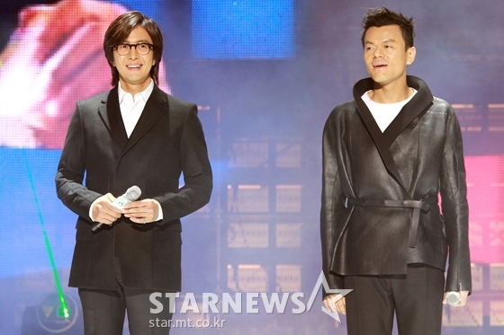 (왼쪽부터) 배용준, 박진영 /사진=스타뉴스