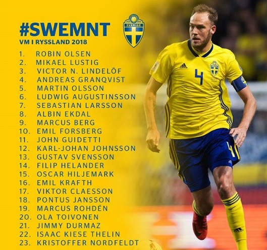 /사진=스웨덴 대표팀 공식 인스타그램