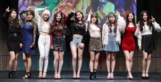 걸그룹 유니티 지앤, 양지원, 윤조, 예빈, 의진, 앤씨아, 이현주, 우희, 이수지(왼쪽부터)/사진=김휘선 기자