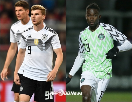 아디다스의 독일 유니폼(왼쪽)과 나이키의 나이지리아 유니폼(오른쪽) /AFPBBNews=뉴스1