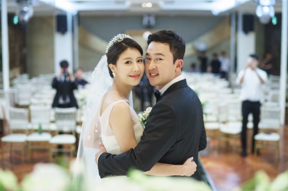 지난 5월26일 결혼식장에선 김승현-한정원 커플./사진= 김승현 제공