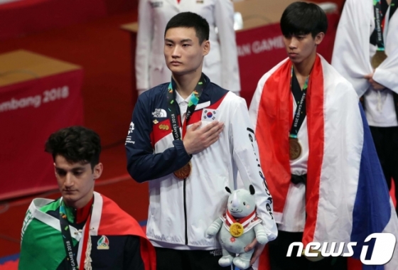 한국의 아시안게임 첫 번째 금메달의 주인공이 된 강민성. /사진=뉴스1