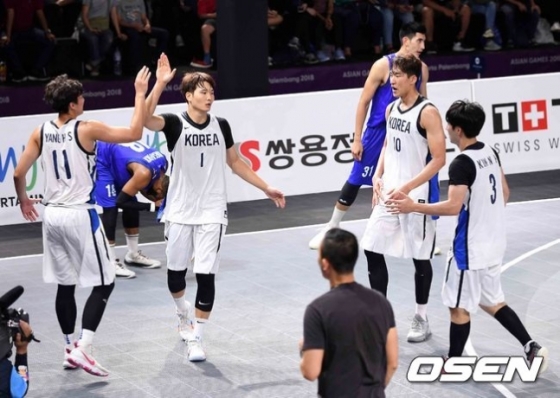 남자 3X3 농구 대표팀. 왼쪽부터 양홍석-안영준-박인태-김낙현.