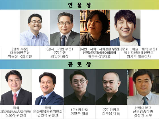 ‘2018 인터넷신문인의 밤’ 시상식 수상자.  /사진=인신협