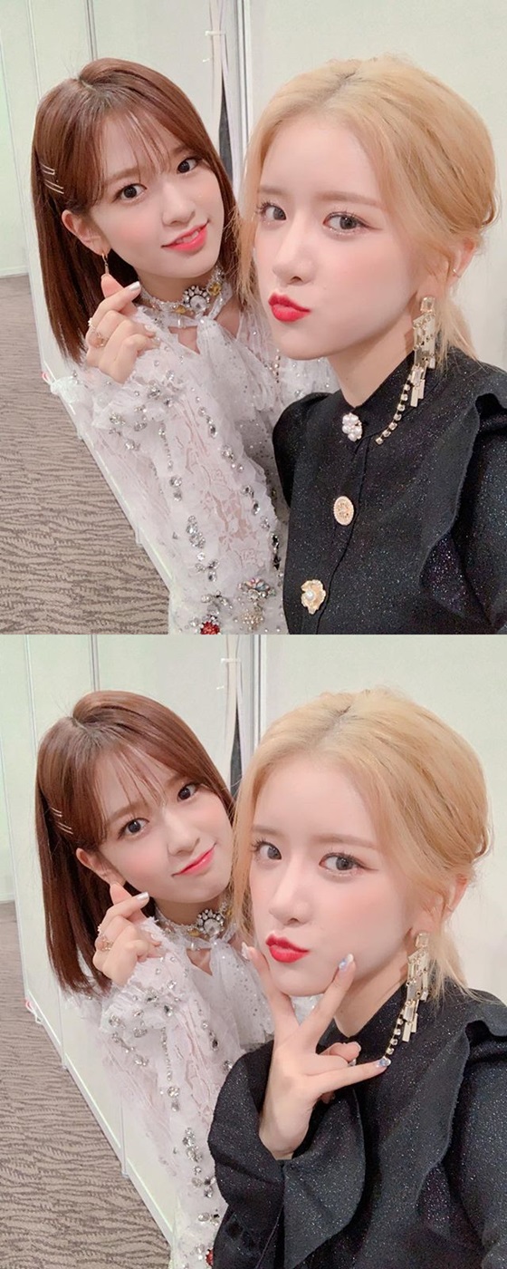 걸그룹 아이즈원 안유진(왼쪽), 걸그룹 우주소녀 엑시 /사진=우주소녀 공식 인스타그램
