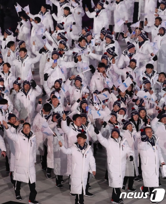평창 동계올림픽서 남북한 선수단이 한반도기를 들고 공동 입장했다. /사진=뉴스1