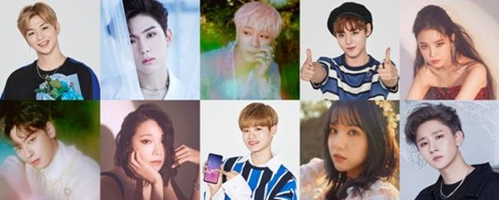 (좌측 상단부터 시계방향으로) 강다니엘, 기현(몬스타엑스), 문빈(아스트로), 박지훈, 손나은(에이핑크), 아이엠(몬스타엑스), 은하(여자친구), 이대휘, 정은지(에이핑크), 차은우(아스트로).