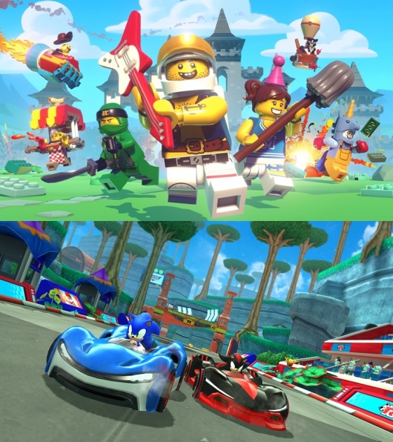 위쪽부터 레고의 \'LEGO Brawls\', 세가의 \'Sonic Racing\'