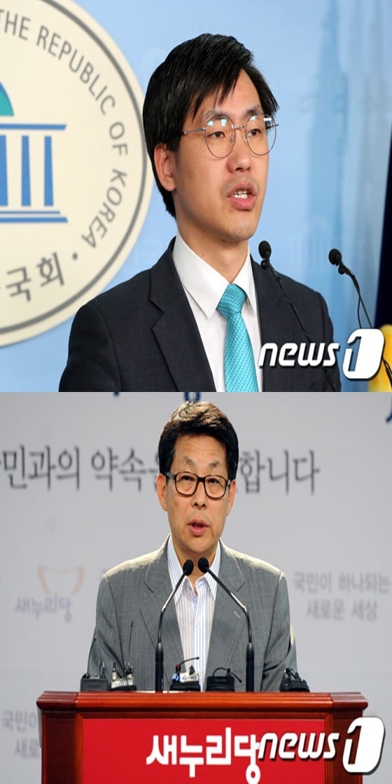 이종철 바른미래당 대변인과 차명진 전 자유한국당 의원,/사진=뉴스1
