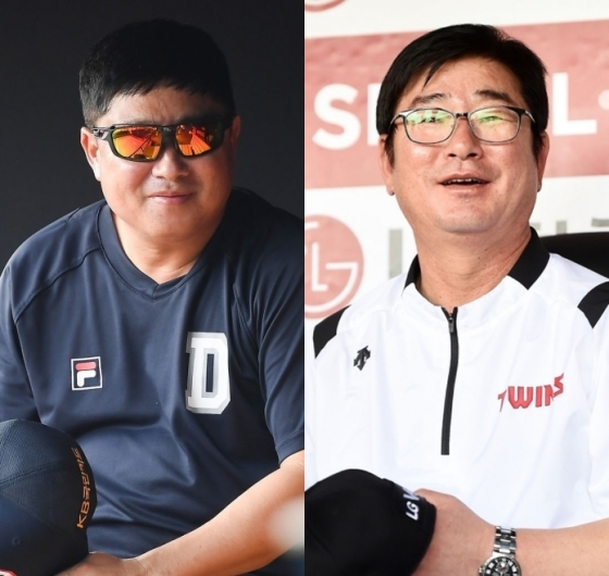 김태형 두산 감독(왼쪽)과 류중일 LG 감독. 