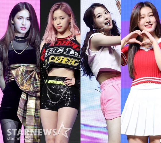 (왼쪽부터)전소미, ITZY 류진, 로켓펀치 윤경, 이달의 소녀 최리 /사진=스타뉴스, 뉴스1