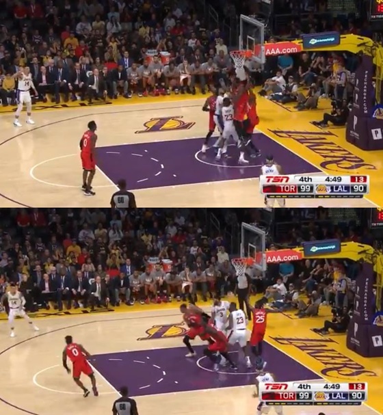 파스칼 시아캄의 블록슛 장면. /사진=NBA 트위터 캡처