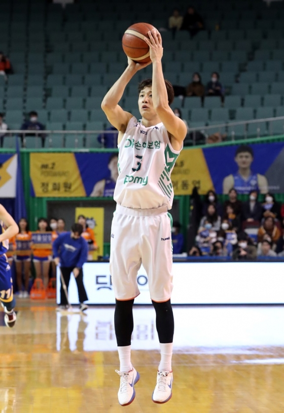 복귀전에서 10점을 만든 원주 DB 허웅. /사진=KBL 제공<br /><br />
<br /><br />
