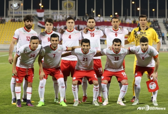 지난 2017년 예멘과 2019 아시안컵 예선에 나섰던 타지키스탄 국가대표팀. /AFPBBNews=뉴스1