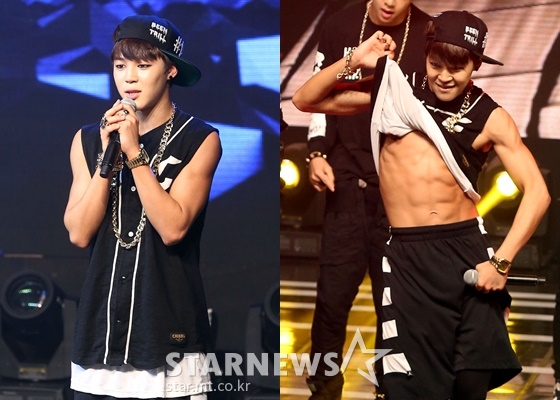 2013년 6월 12일 서울 강남구 청담동 일지아트홀에서 열린 방탄소년단(BTS) 데뷔 쇼케이스 당시 지민의 모습 /사진=스타뉴스
