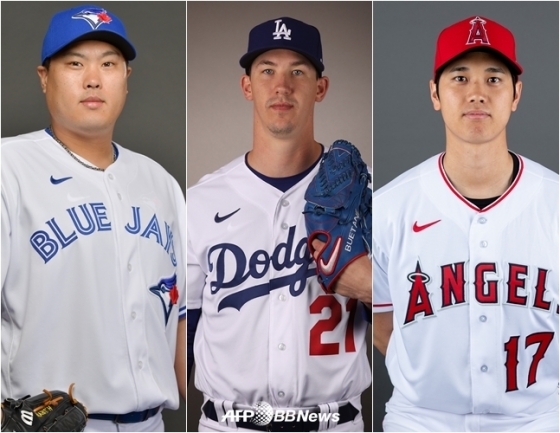 1선발로 분류된 류현진(왼쪽부터), 뷸러, 오타니. /AFPBBNews=뉴스1
