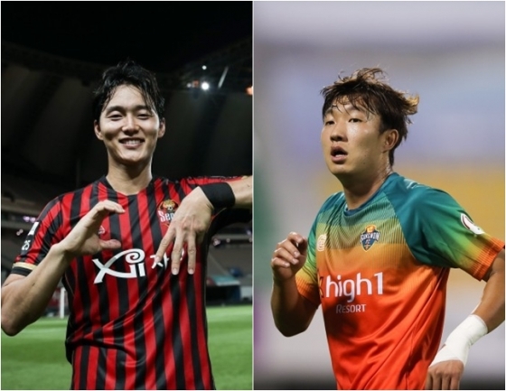 윤주태(왼쪽)와 고무열. /사진=한국프로축구연맹 제공