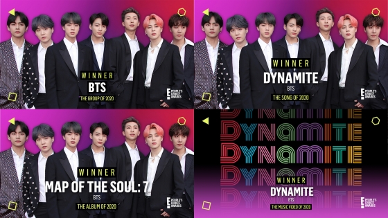 /사진=방탄소년단_2020 PCA 수상 이미지. e! people's choice awards