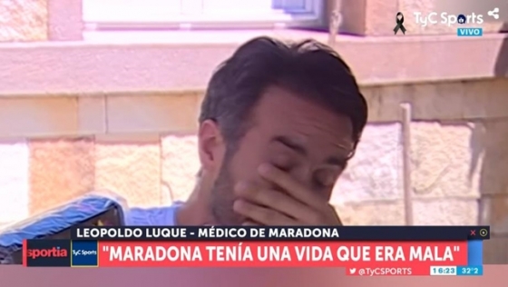 기자회견에서 울먹이는 마라도나 주치의 레오폴도 루케./사진=아르헨티나 TYC스포츠 캡처