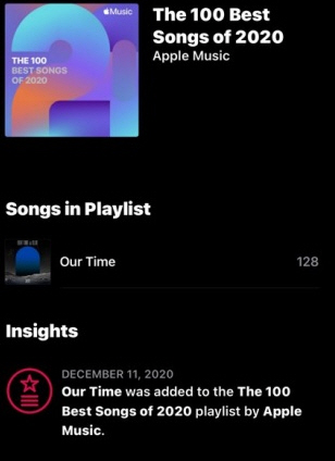 /사진=케이티(KATIE) 'Our Time' 애플뮤직 '2020년 올해의 노래 100' 선정 스틸
