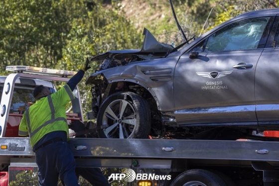 사고난 우즈의 차량./AFPBBNews=뉴스1