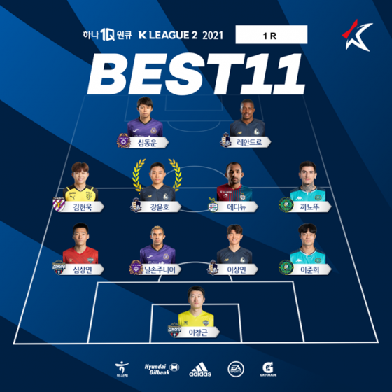 1라운드 K리그2 베스트 11.  /사진=한국프로축구연맹