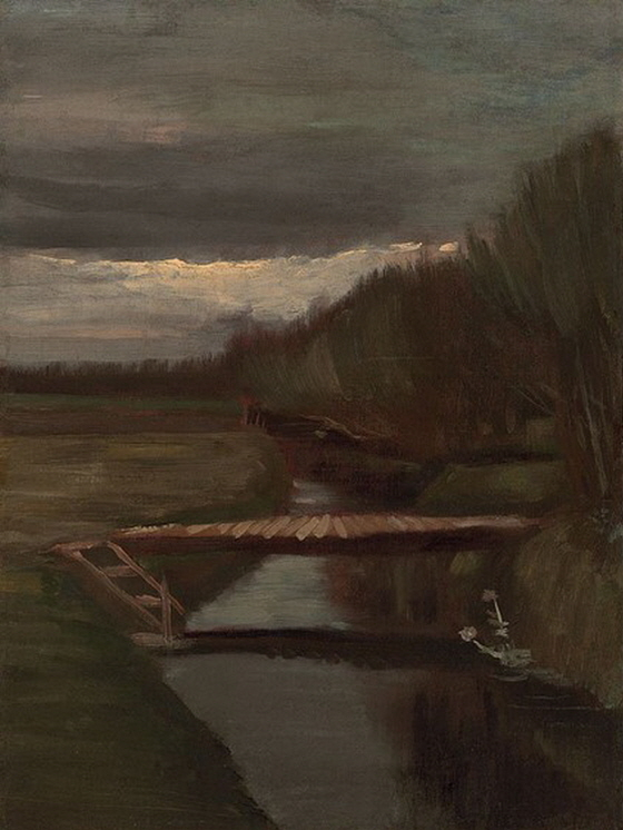 Vincent van Gogh, Sloot en kleine brug (1883).  사진: Wikimedia Commons, Public Domain.