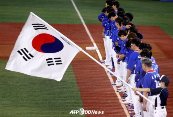 5일(한국시간) 미국과 패자 준결승전을 앞둔 한국 대표팀 선수들의 모습. /AFPBBNews=뉴스1