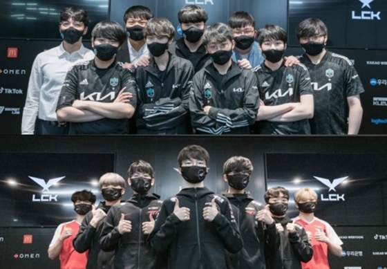 2021 LCK 서머 결승에서 격돌하는 담원 기아(위)와 T1. /사진=라이엇 게임즈 제공