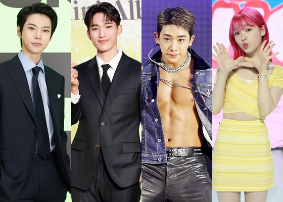 (왼쪽부터)NCT 127 도영, 세븐틴 도겸, 원호, 오마이걸 승희