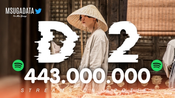 방탄소년단 슈가 어거스트디 'D-2' 믹스테이프 스포티파이 4억 4300만..빛나는 기록ing