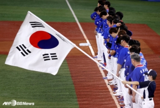 2020 도쿄 올림픽에 출전한 한국 야구 대표팀의 모습. /AFPBBNews=뉴스1