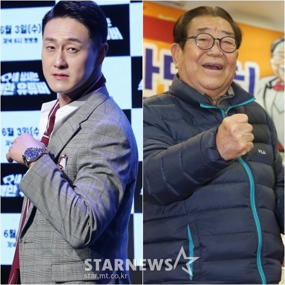 김원효(왼쪽)와 송해 /사진=스타뉴스 