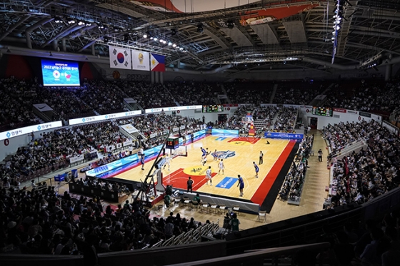 대한민국과 필리핀의 농구 국가대표팀 평가전이 열린 안양 실내체육관 전경. /사진=대한민국농구협회