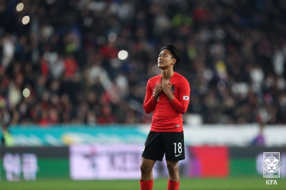 지난 2019년 3월 울산문수축구경기장에서 열린 볼리비아와의 A매치 평가전에 출전한 이승우. /사진=대한축구협회