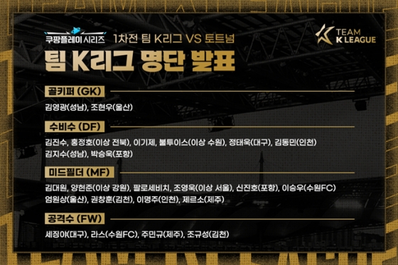 팀K리그 명단. /사진=한국프로축구연맹