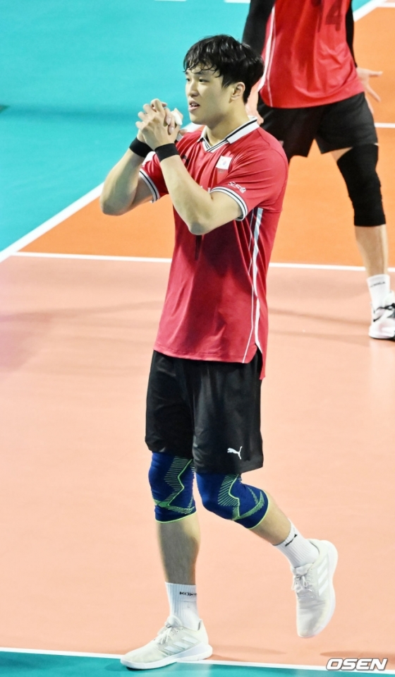 임동혁이 31일 서울 잠실학생체육관에서 진행된 &#039;2022 국제배구연맹(FIVB) 발리볼챌린저컵&#039; 3-4위 결정전 대한민국과 체코의 경기 5세트에서 공격에 성공하고 기뻐하고 있다./사진=OSEN
