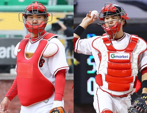 SSG 포수 이재원(왼쪽)과 김민식./사진=SSG 랜더스