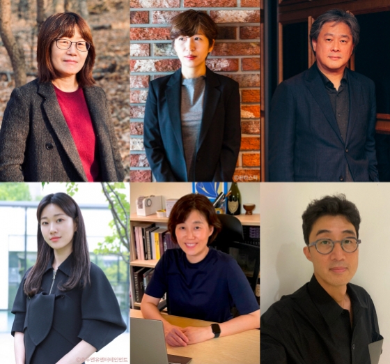 한국영화계 성평등에 기여한 올해의 벡델리안 선정자들. 신수원 감독, 정서경 작가, 박찬욱 감독, 하윤경 배우, 신혜연 제작자, 김성환 제작자