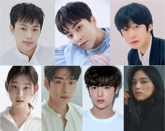 배우 이신영, 김민석(엑소 시우민), 채형원, 최정운, 최원명, 이세온, 김샤나 /사진제공=포레스트 엔터테인먼트, SM엔터테인먼트, 킹콩 by 스타쉽, 케네스컴퍼니, 이끌엔터테인먼트