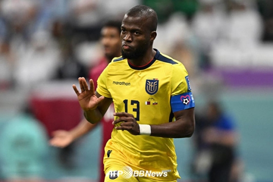 2022 FIFA 카타르 월드컵 첫 골의 주인공이 된 에콰도르 에네르 발렌시아. /AFPBBNews=뉴스1