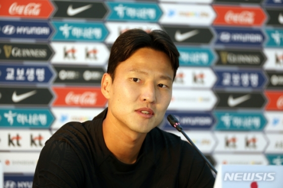  대한민국 축구대표팀 권경원이 21일(현지시간) 오후 카타르 도하 알 에글라 트레이닝센터에서 인터뷰를 진행하고 있다. /사진=뉴시스